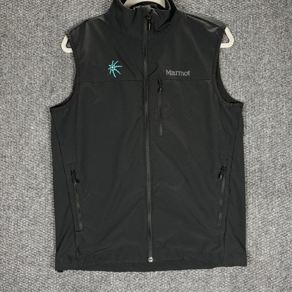 Marmot Tempo Vest Mens Small Black Full Zip Pockets Light Weight Tradeweb